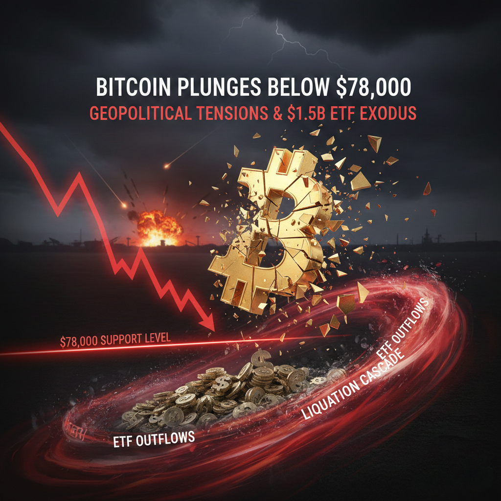 Bitcoin Crashes Below $78K as ETF Outflows Hit $1.5B Weekly